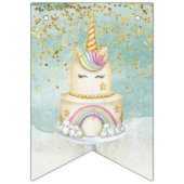 Unicorn 1e verjaardag Gold Aqua Pink Napkins Vlaggetjes (Eerste vlag)
