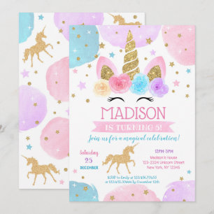 Unicorn 1e verjaardag kaart