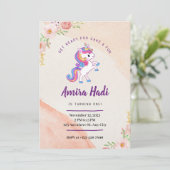 Unicorn 1e verjaardag Uitnodiging (Staand voorkant)