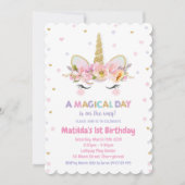 Unicorn 1e verjaardag Uitnodigingen Meisjes (Voorkant)