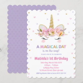 Unicorn 1e verjaardag Uitnodigingen Meisjes