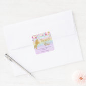 Unicorn 1e verjaardagsfeestje Dank je wel gunst Vierkante Sticker (Envelop)