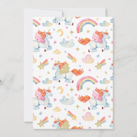 Unicorn 1st Birthday Kaart (Achterkant)