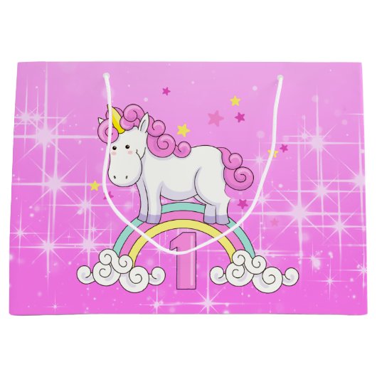 Unicorn 1st Birthday Large Cadeautasje (Voorkant)
