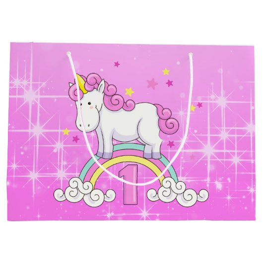 Unicorn 1st Birthday Large Cadeautasje (Achterkant)