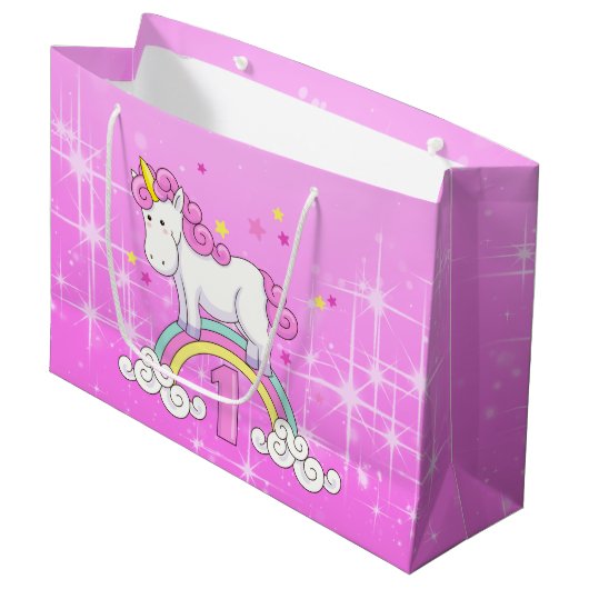 Unicorn 1st Birthday Large Cadeautasje (Voorkant Gekanteld)