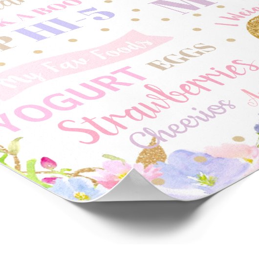 Unicorn 1st Birthday Milestone Poster geboorte Sta (Hoek)