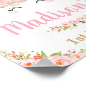 Unicorn 1st Birthday Party Pink Floral Welcome Poster (Hoek)