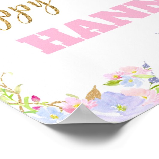 Unicorn 1st Birthday Party Welcome Poster Sign (Hoek)