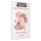 Unicorn 1st Birthday Pink Custom Klembord (Rechts)