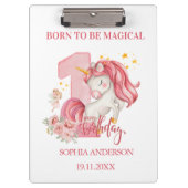 Unicorn 1st Birthday Pink Custom Klembord (Voorkant)
