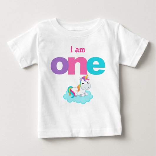 Unicorn 1st Birthday T-shirt Toddler Baby Kind (Voorkant)