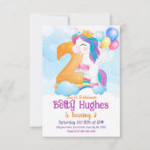 Unicorn 2e verjaardag kaart (Voorkant)