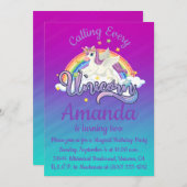 Unicorn 2e verjaardag Magische Whimiscal Invitatio Kaart (Voorkant / Achterkant)