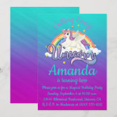 Unicorn 2e verjaardag Magische Whimiscal Invitatio Kaart (Voorkant / Achterkant)