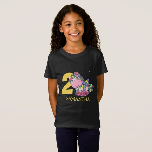 Unicorn 2e verjaardag T-Shirt (Voorkant volledig)