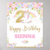 Unicorn 2ND Birthday Party Welcome Poster Sign (Voorkant)