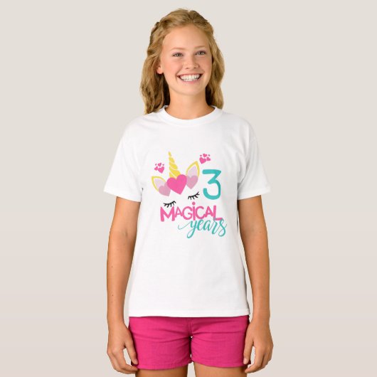 Unicorn 3 Magical Years Shirt (Voorkant volledig)