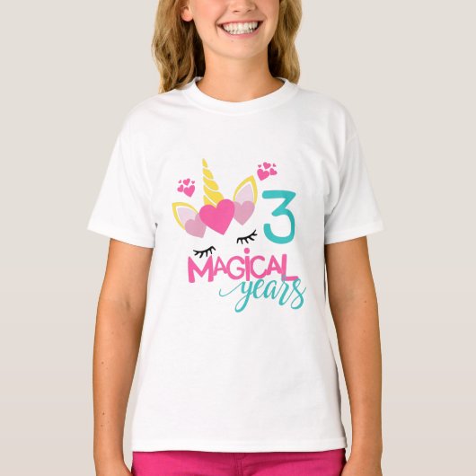 Unicorn 3 Magical Years Shirt (Voorkant)