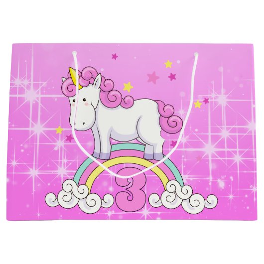 Unicorn 3rd Birthday Groot Cadeauzakje (Voorkant)