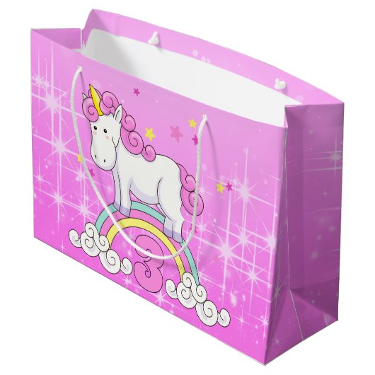 Unicorn 3rd Birthday Groot Cadeauzakje (Achterkant Gekanteld)
