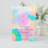 Unicorn 3rd Birthday Invitation Kaart (Staand voorkant)