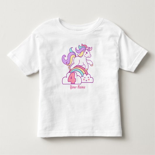 Unicorn 4e verjaardag kinder shirts (Voorkant)