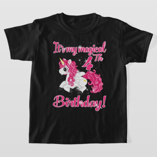 Unicorn 4e verjaardag Shirt meisje 4 jaar oud (Laagn)