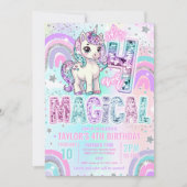Unicorn 4th Birthday Four Ever Magical Rainbow Kaart (Voorkant)