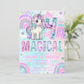 Unicorn 4th Birthday Four Ever Magical Rainbow  Kaart (Staand voorkant)