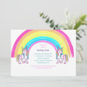 Unicorn 4th Birthday Party Invitation Kaart (Staand voorkant)