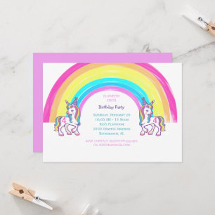 Unicorn 4th Birthday Party Invitation Kaart