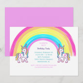 Unicorn 4th Birthday Party Invitation Kaart (Voorkant / Achterkant)