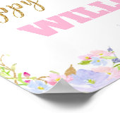 Unicorn 4th Birthday Party Welcome Poster Sign (Hoek)