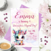 Unicorn 4th Birthday, Unicorn Party Kaart