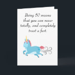 Unicorn 50th Birthday Trust a Fart Humor 50 Kaart<br><div class="desc">Dit ontwerp is gemaakt met behulp van digitale kunst. Het kan in het gebied worden aangepast door de klik aan te passen en de naam, initialen of woorden aan te passen. U kunt de tekstkleur en de stijl ook veranderen of de tekst voor een slechts ontwerp van het afbeelding schrappen....</div>