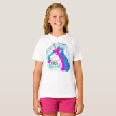 Unicorn 5th Birthday Girls Tshirt (Hot Pink) (Voorkant volledig)
