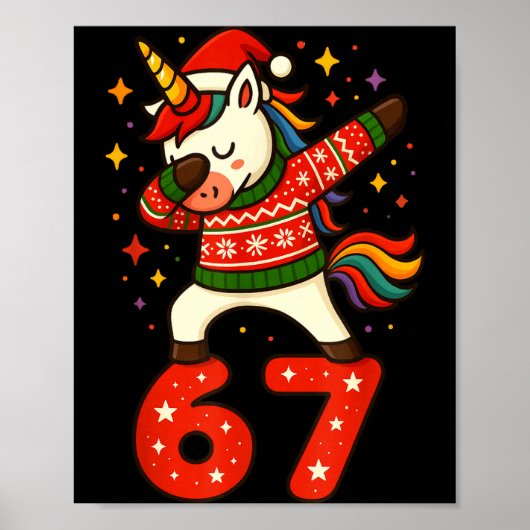 Unicorn 67 Meme Six Seven Funny Christmas  Poster (Voorkant)