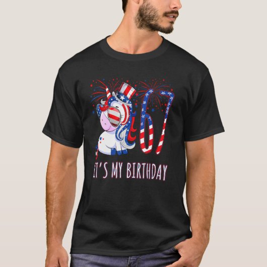 Unicorn 67e verjaardag 4 juli nieuwjaar 67 t-shirt (Voorkant)