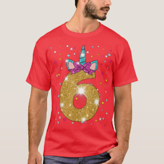 Unicorn 6e verjaardag meisje Si 6 jaar oud T-shirt
