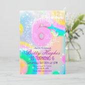 Unicorn 6e verjaardag Uitnodiging (Staand voorkant)