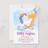 Unicorn 7e verjaardag Uitnodiging (Voorkant)