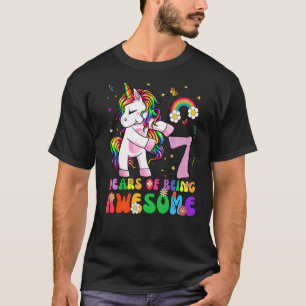 Unicorn 7th Birthday 7 Years Old Girls Princess P T-shirt