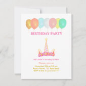 Unicorn 7th Birthday Party Invitation Kaart (Voorkant)