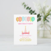 Unicorn 7th Birthday Party Invitation Kaart (Staand voorkant)