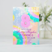 Unicorn 8th Birthday Invitation Kaart (Staand voorkant)