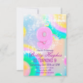 Unicorn 9e verjaardag Uitnodiging (Voorkant)