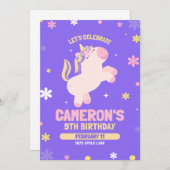 Unicorn 9e verjaardagsuitnodiging voor meisjes Sja Kaart (Voorkant / Achterkant)