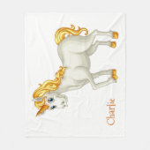 Unicorn aangepaste naam fleece dekens (Voorkant)