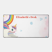 Unicorn aangepaste naam girly bureaumat (Voorkant)